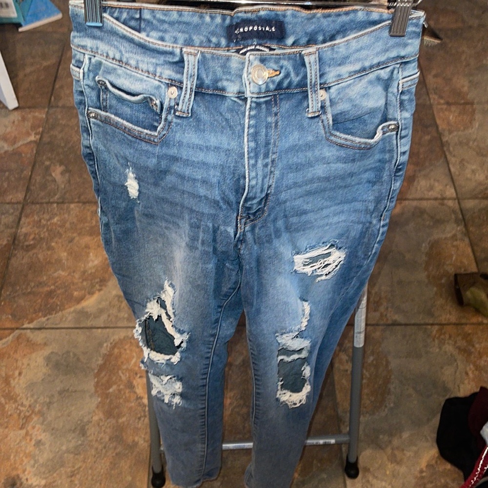 🩵Aeropostale High Rise‎ Jeans Cute Ripped 🍑